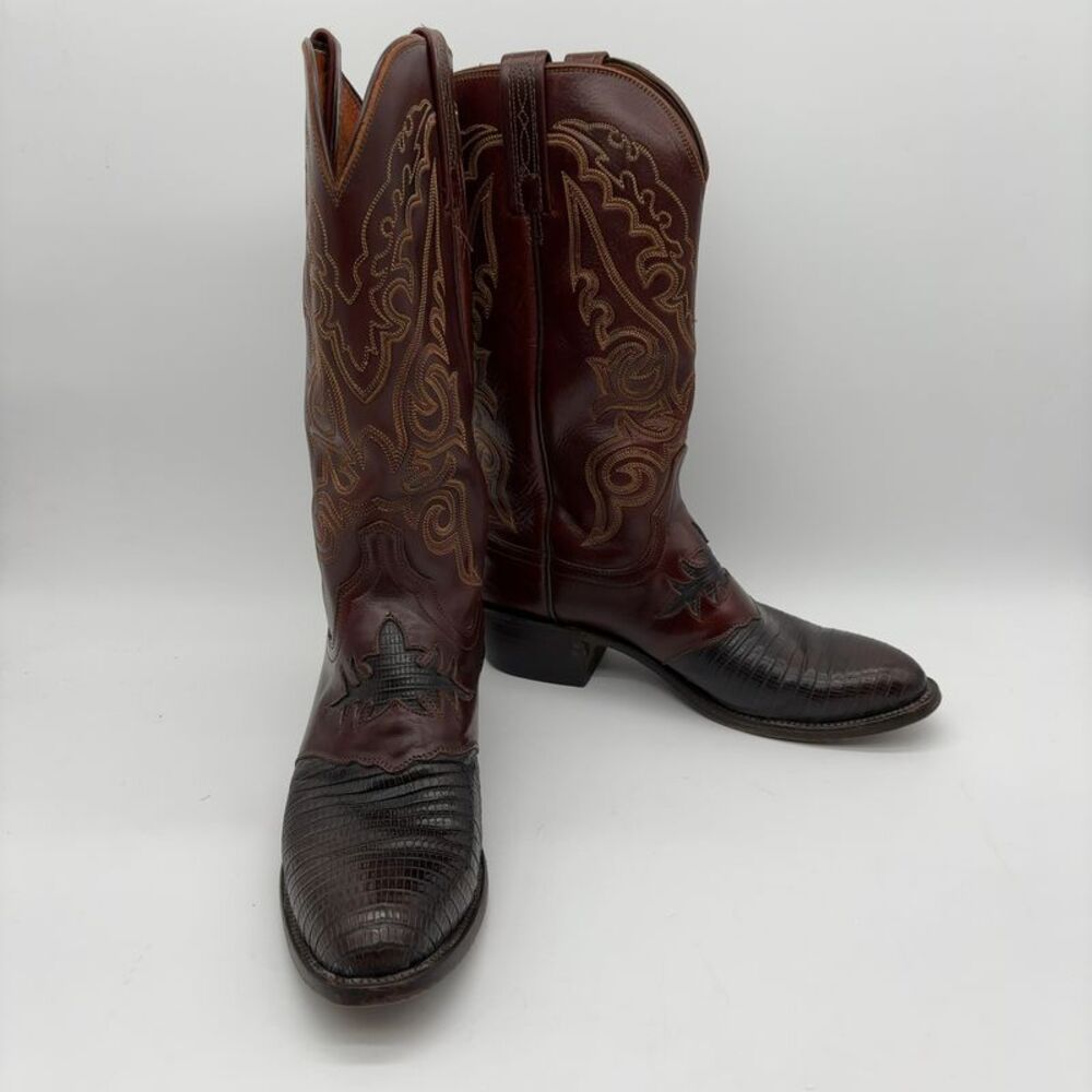 Lucchese 1883 Two-Tone Brown Lizard Western Cowboy Boots